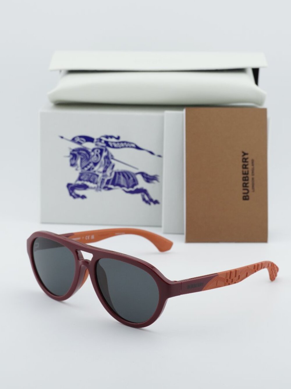 Burberry Kids JB4005U 418187 Aviator Sunglasses - Red/Dark Grey